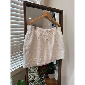 Company Ellen Tracy White Linen Skort Elastic Waist Drawstring‎ XL EUC Chalk